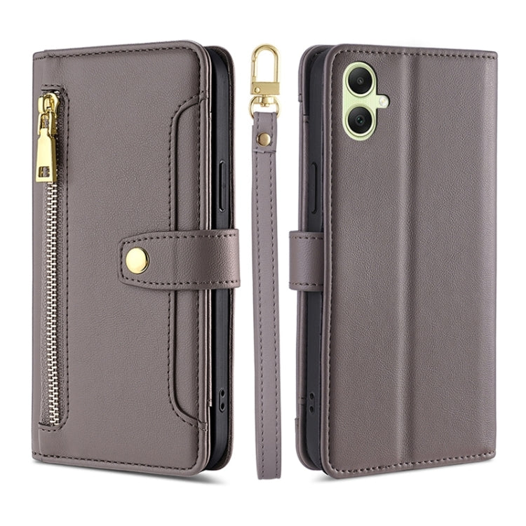Sheep Texture Cross-body Zipper Wallet Leather Phone Case