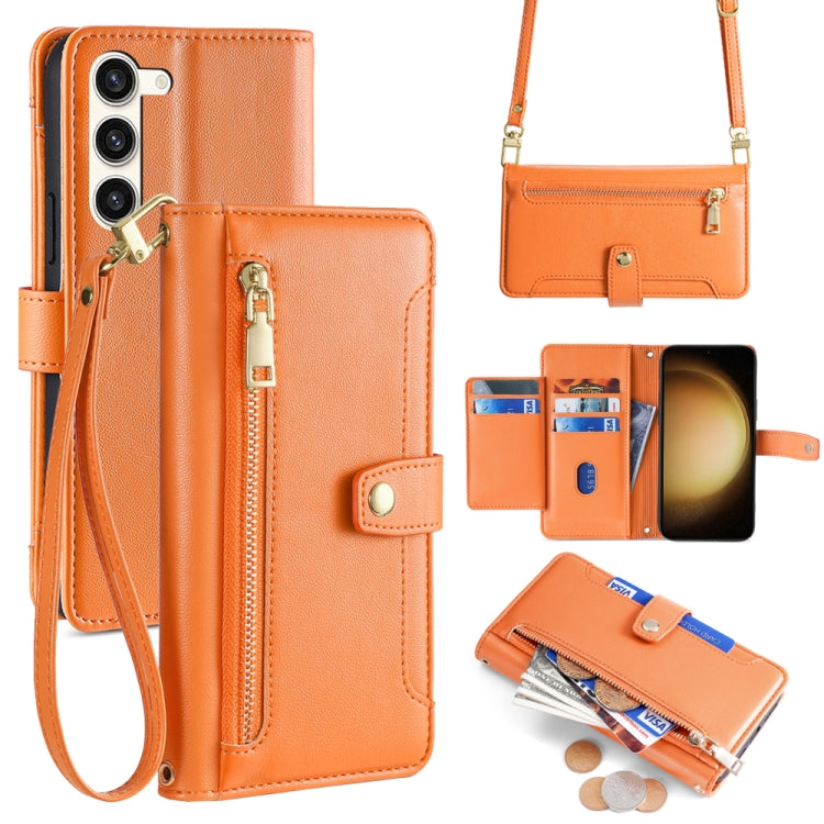 Sheep Texture Cross-body Zipper Wallet Leather Phone Case