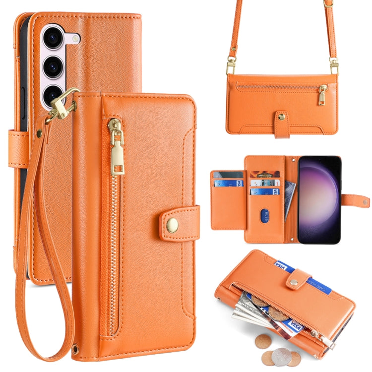 Sheep Texture Cross-body Zipper Wallet Leather Phone Case