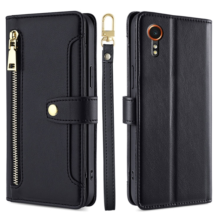 Sheep Texture Cross-body Zipper Wallet Leather Phone Case