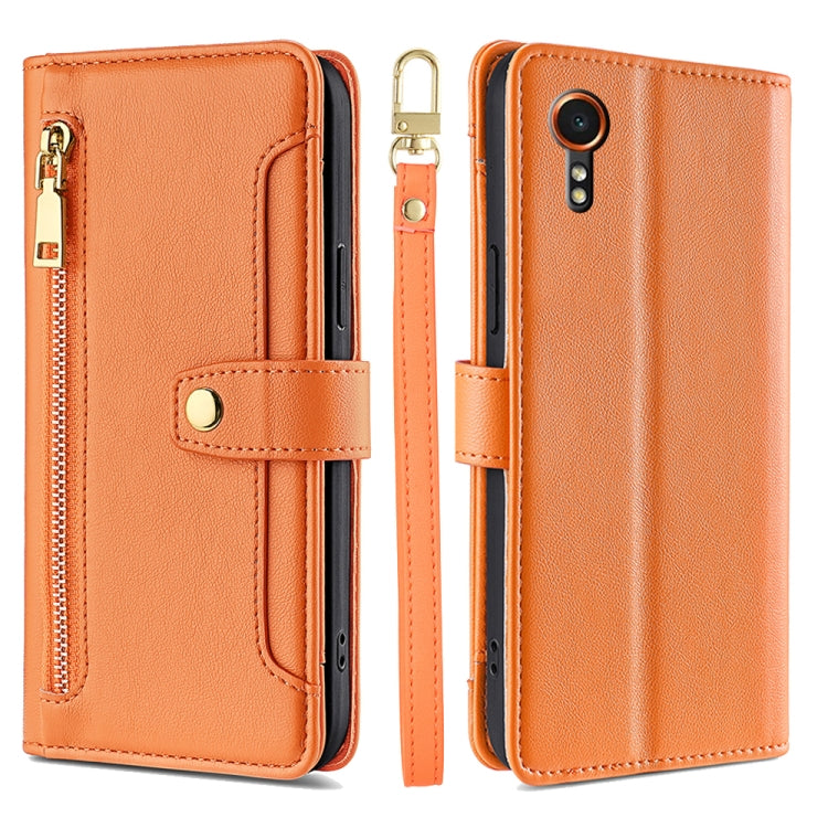 Sheep Texture Cross-body Zipper Wallet Leather Phone Case