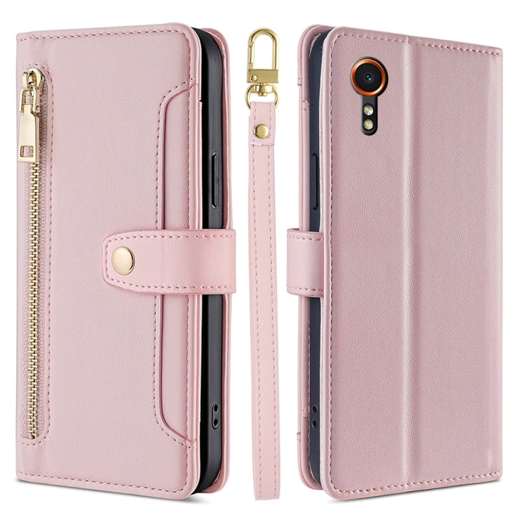 Sheep Texture Cross-body Zipper Wallet Leather Phone Case