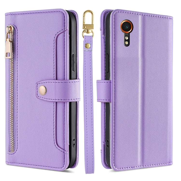 Sheep Texture Cross-body Zipper Wallet Leather Phone Case