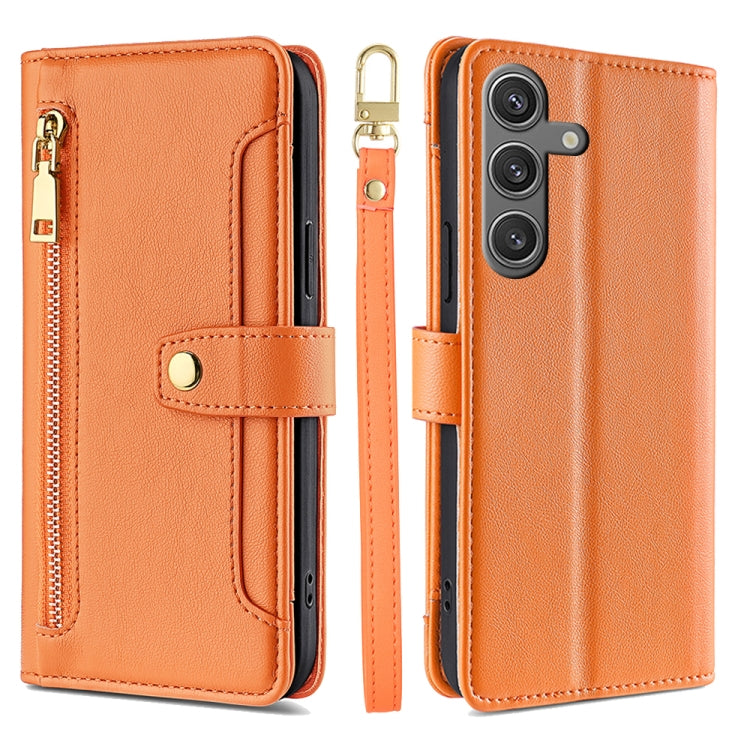 Sheep Texture Cross-body Zipper Wallet Leather Phone Case