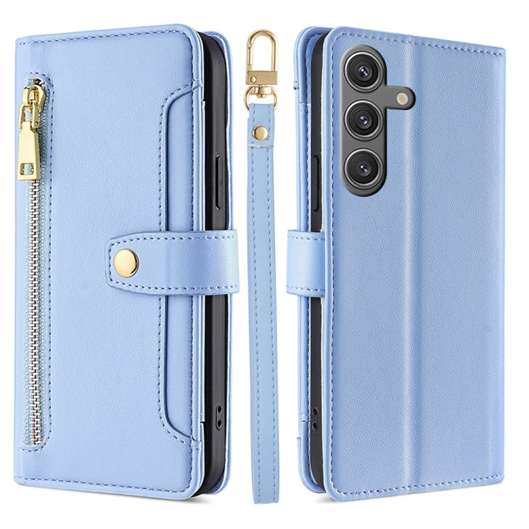 Sheep Texture Cross-body Zipper Wallet Leather Phone Case