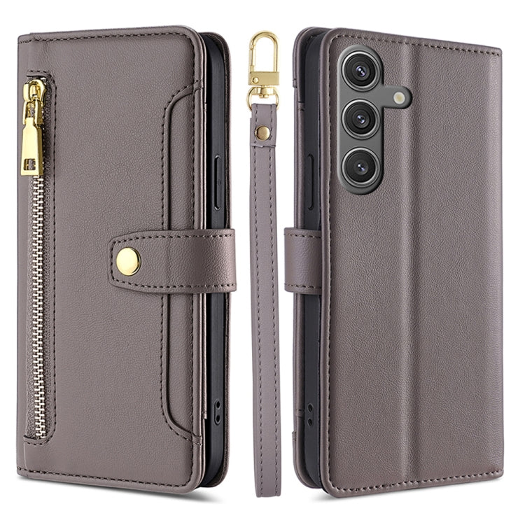Sheep Texture Cross-body Zipper Wallet Leather Phone Case