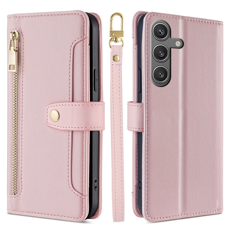 Sheep Texture Cross-body Zipper Wallet Leather Phone Case