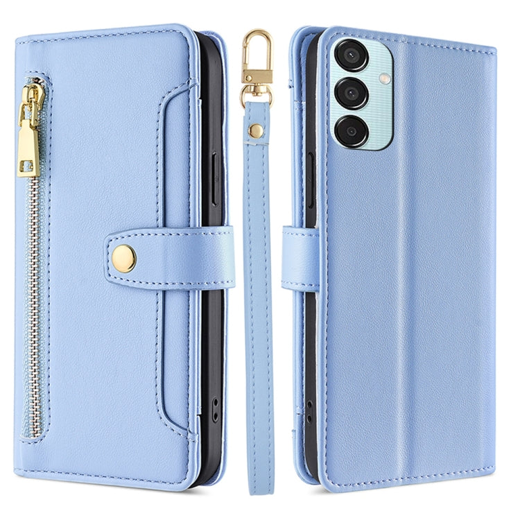 Sheep Texture Cross-body Zipper Wallet Leather Phone Case