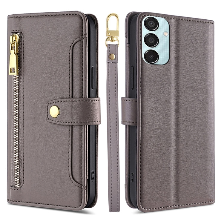Sheep Texture Cross-body Zipper Wallet Leather Phone Case