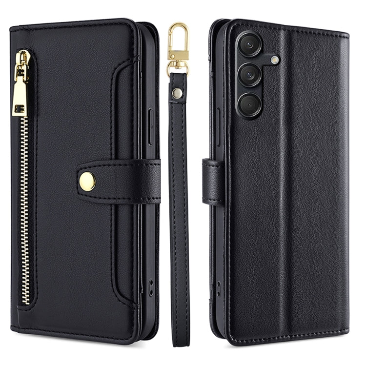 Sheep Texture Cross-body Zipper Wallet Leather Phone Case