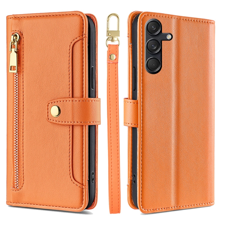 Sheep Texture Cross-body Zipper Wallet Leather Phone Case