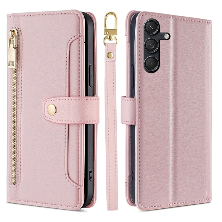Sheep Texture Cross-body Zipper Wallet Leather Phone Case