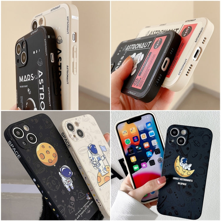 Astronaut Pattern Silicone Straight Edge Phone Case