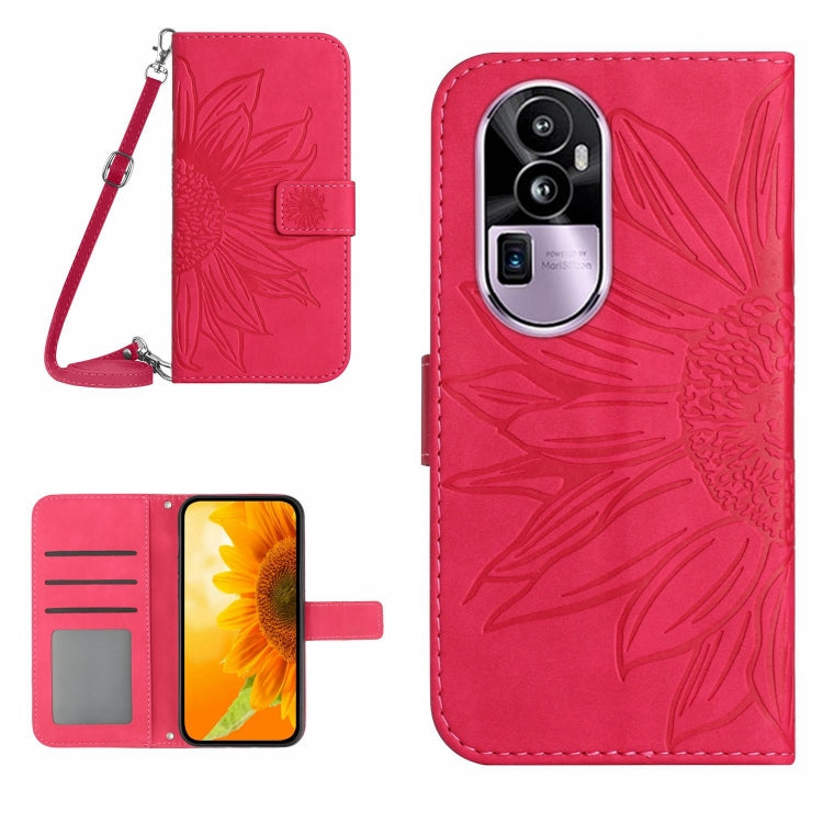 Skin Feel Sun Flower Embossed Flip Leather Phone Case with Lanyard