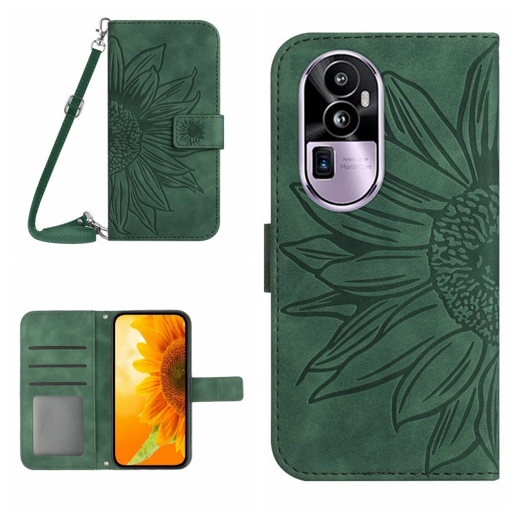 Skin Feel Sun Flower Embossed Flip Leather Phone Case with Lanyard