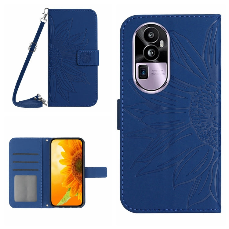 Skin Feel Sun Flower Embossed Flip Leather Phone Case with Lanyard