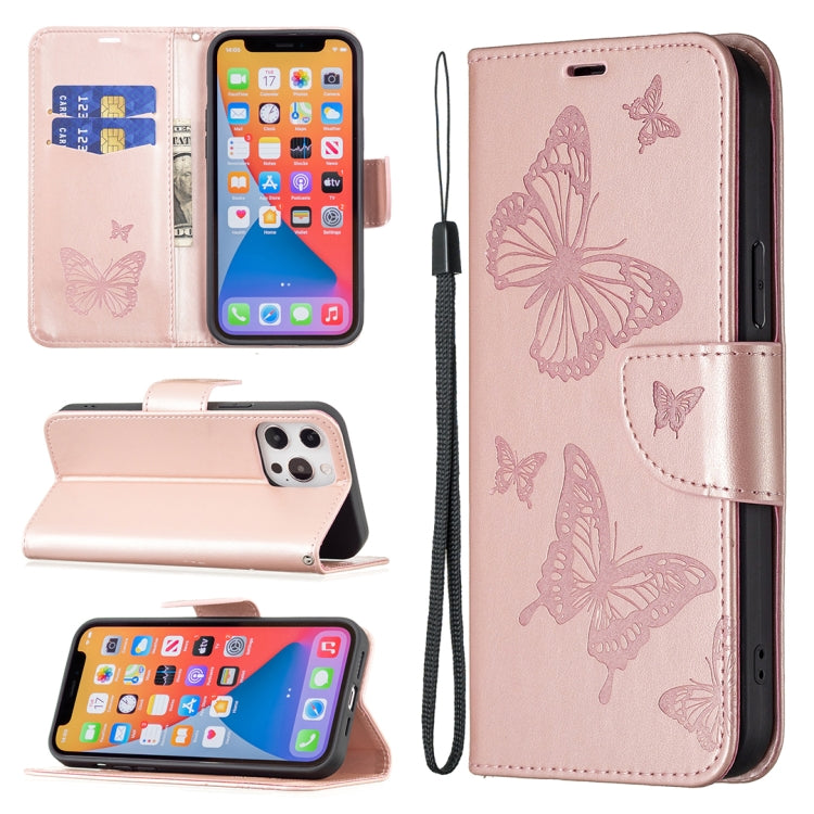 Two Butterflies Embossing Leather Phone Case