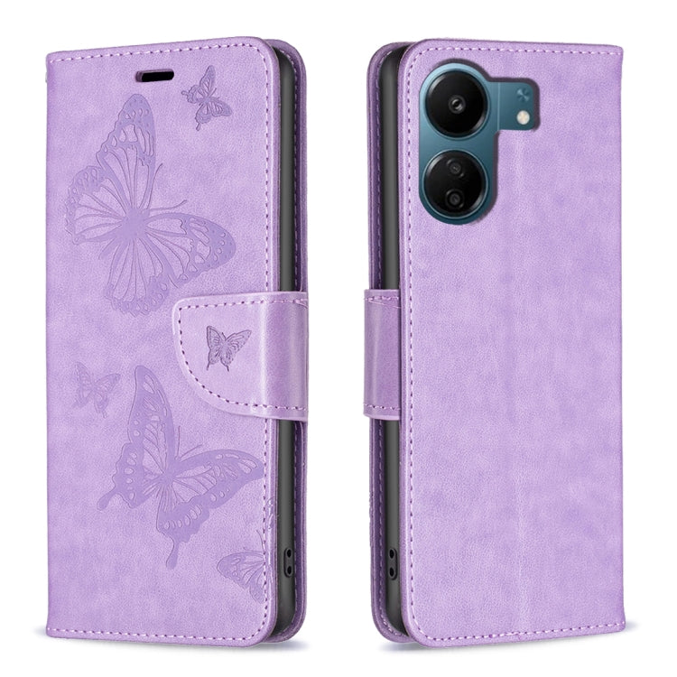 Two Butterflies Embossing Leather Phone Case