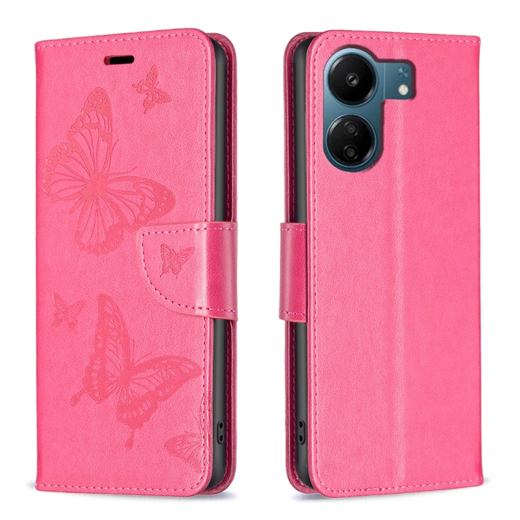 Two Butterflies Embossing Leather Phone Case