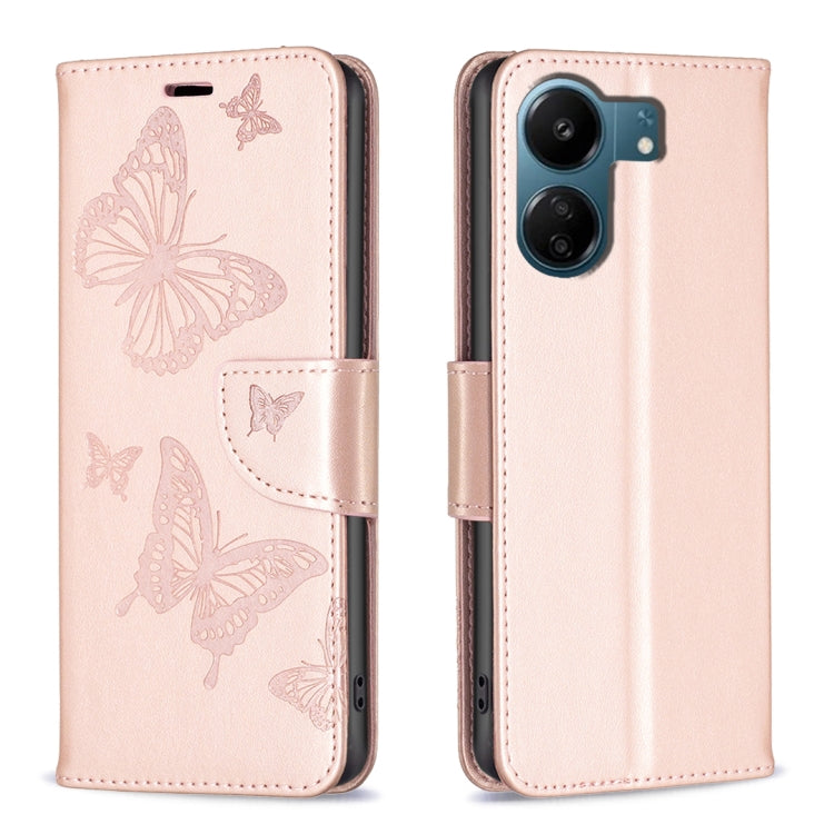 Two Butterflies Embossing Leather Phone Case