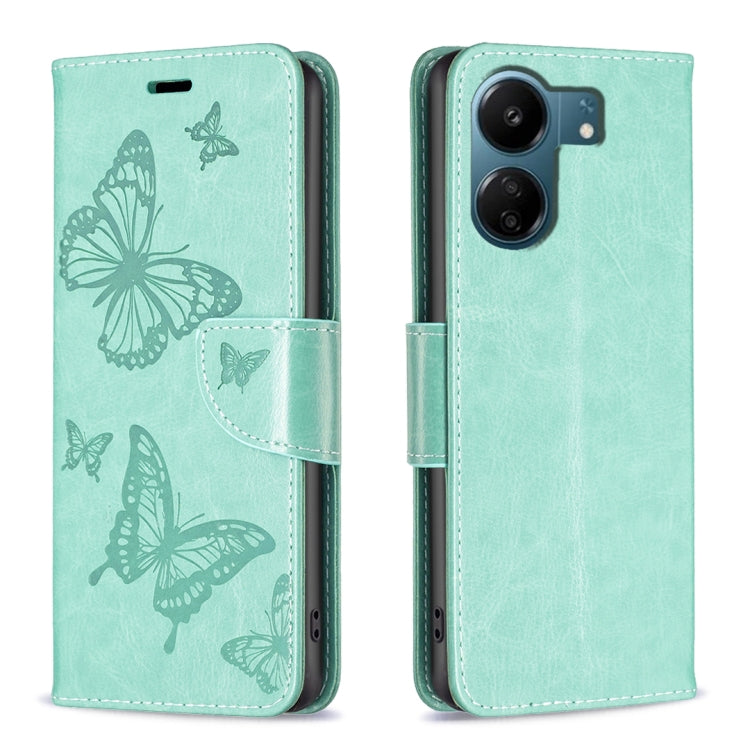 Two Butterflies Embossing Leather Phone Case