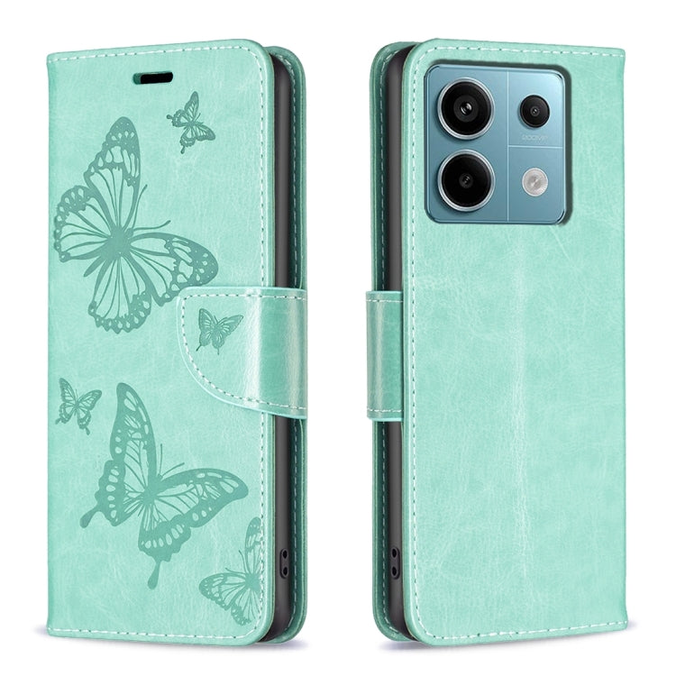 Two Butterflies Embossing Leather Phone Case