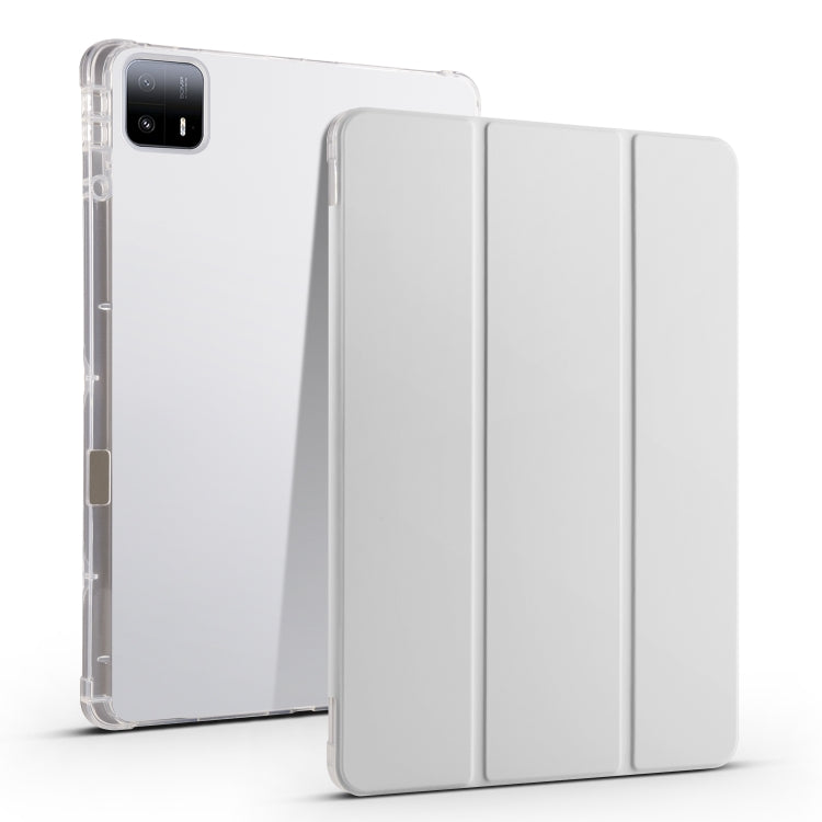 3-fold Clear TPU Smart Leather Tablet Case with Pen Slot