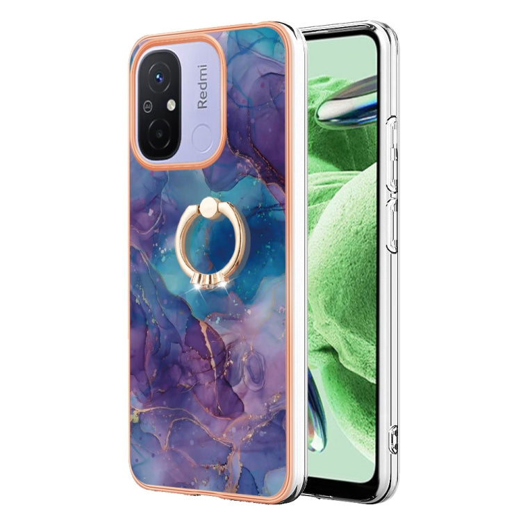 Electroplating Marble Dual-side IMD Phone Case with Ring