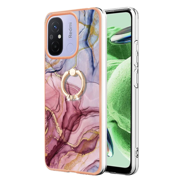 Electroplating Marble Dual-side IMD Phone Case with Ring