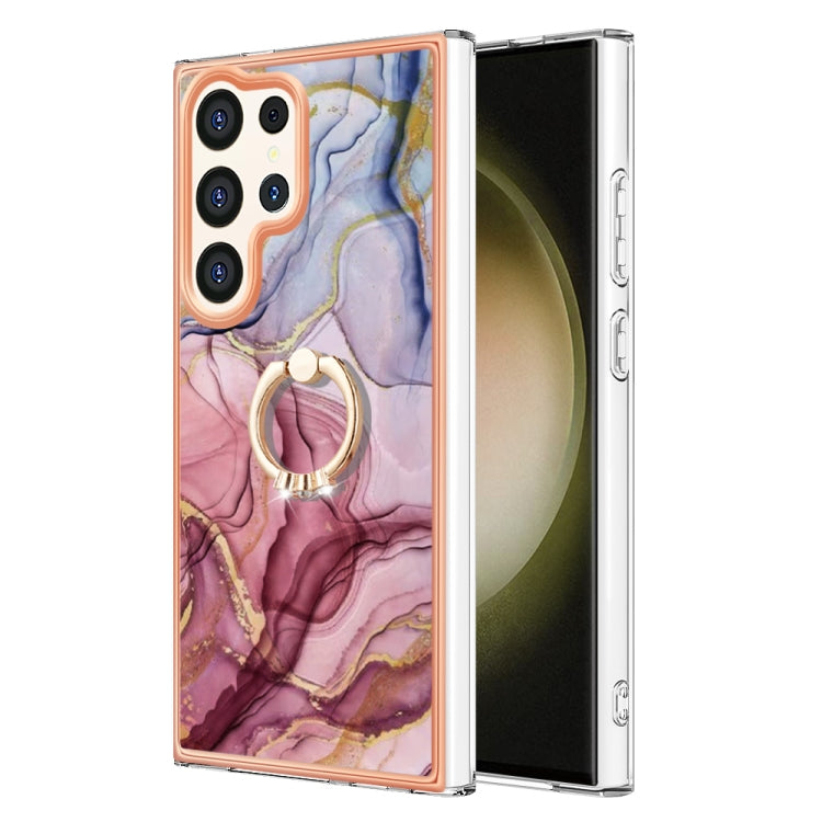 Electroplating Marble Dual-side IMD Phone Case with Ring