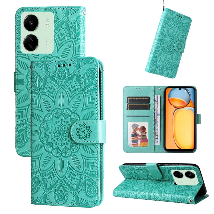 Embossed Sunflower Leather Phone Case