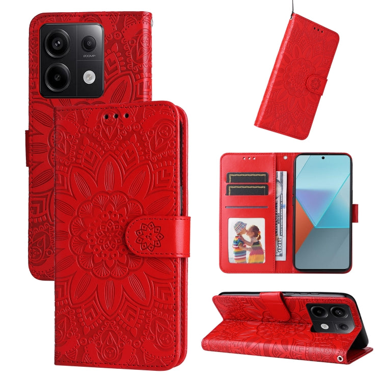Embossed Sunflower Leather Phone Case