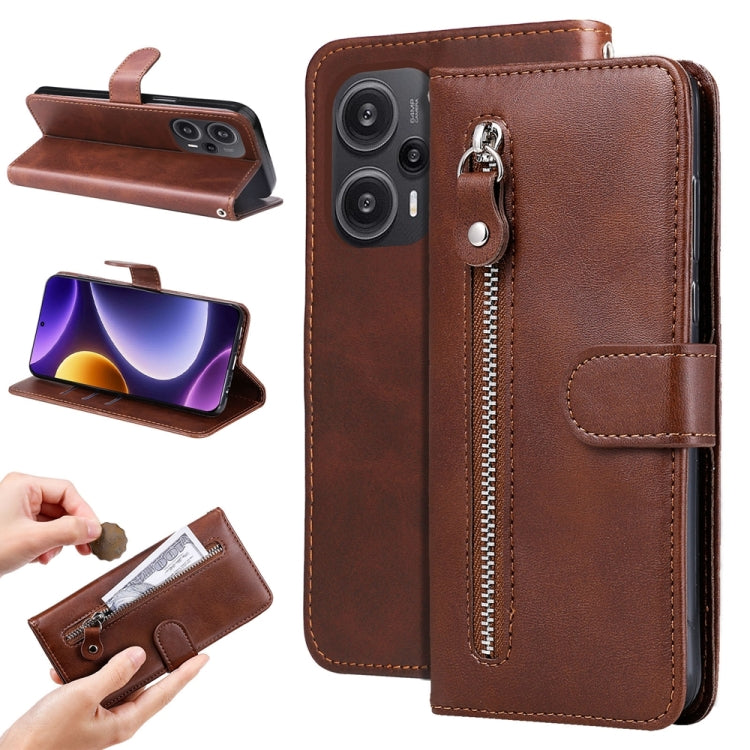 Calf Texture Zipper Leather Phone Case