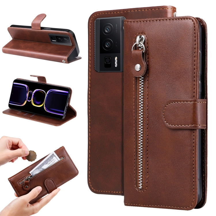 Calf Texture Zipper Leather Phone Case