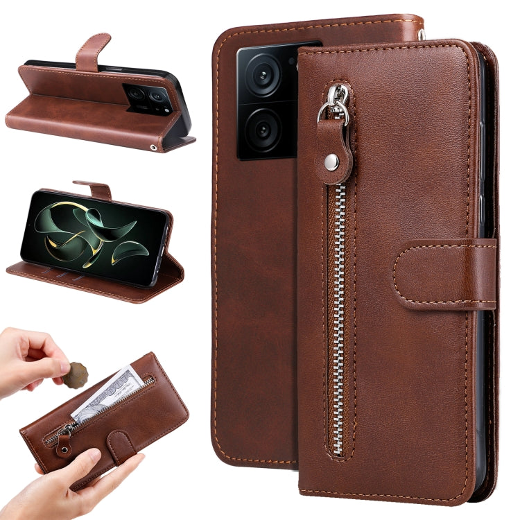 Calf Texture Zipper Leather Phone Case