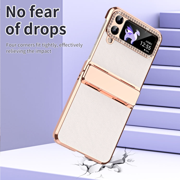 Plated Plain Leather Folding Phone Case with Hinge