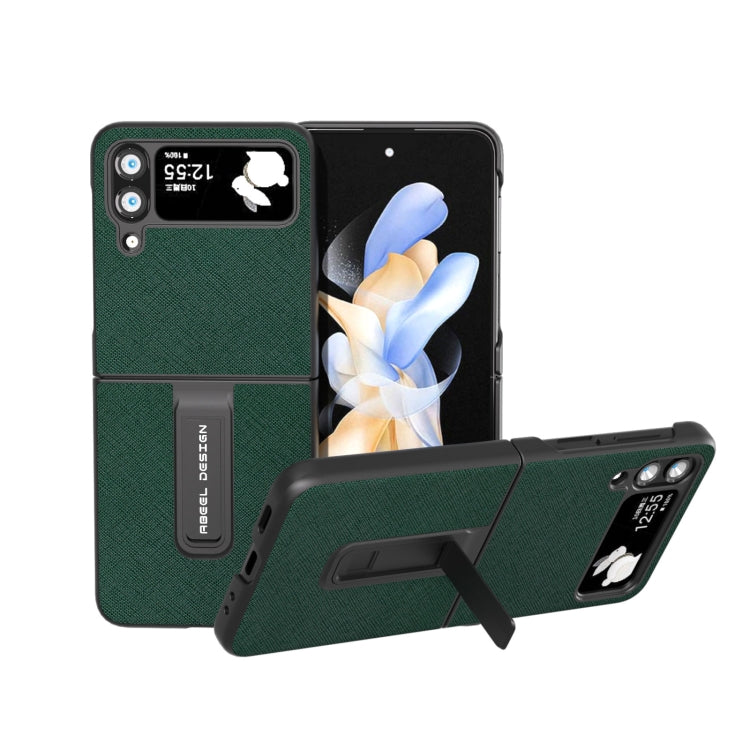 Cross Texture Genuine Leather Phone Case with Holder