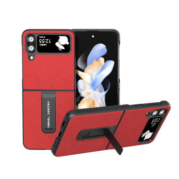 Cross Texture Genuine Leather Phone Case with Holder
