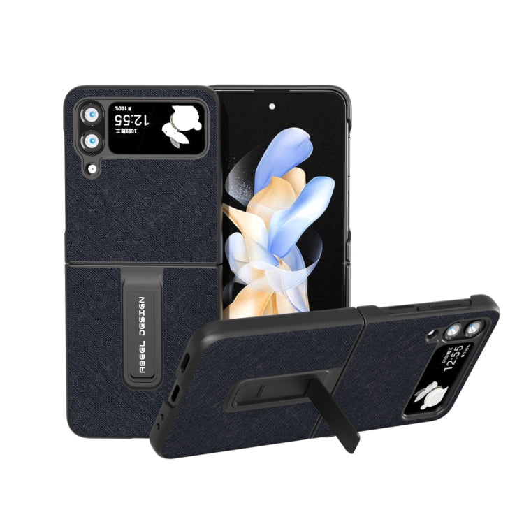 Cross Texture Genuine Leather Phone Case with Holder