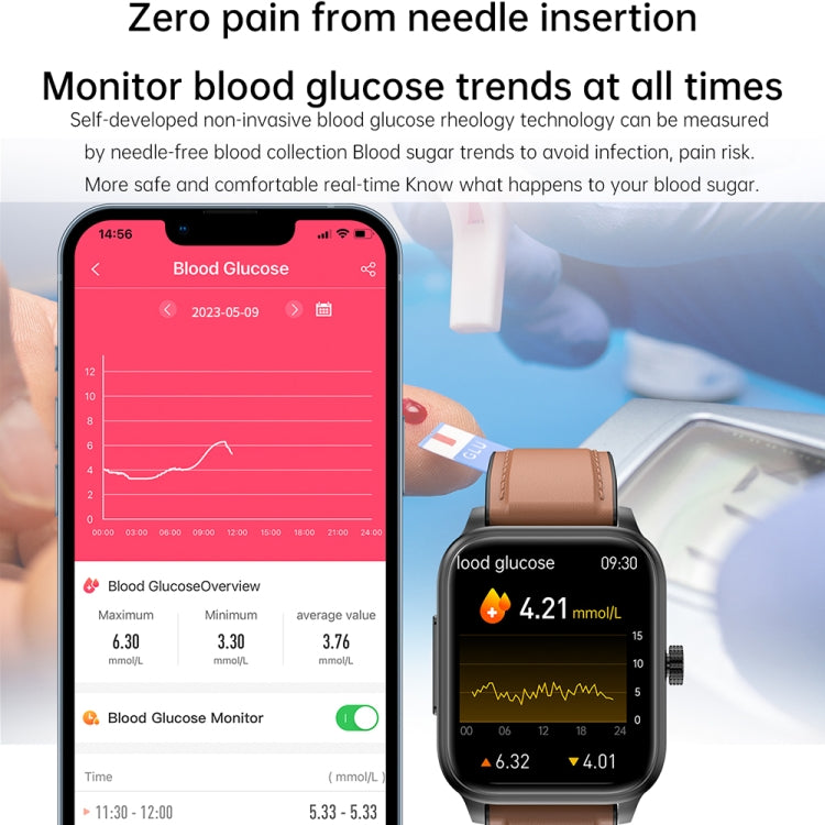 ET540 1.91 inch IP67 Waterproof Silicone Band Smart Watch, Support ECG / Non-invasive Blood Glucose Measurement