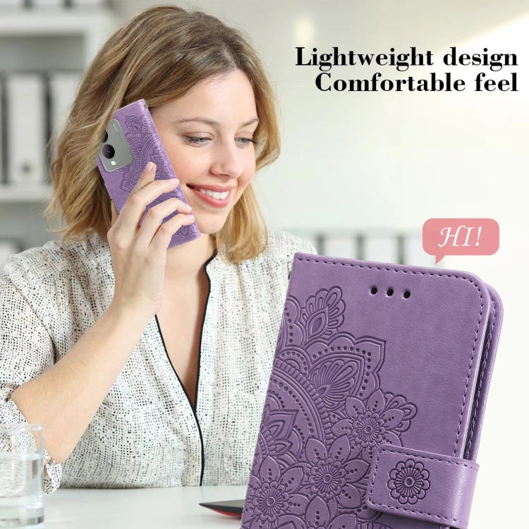 Seven-petal Flowers Embossing Leather Phone Case