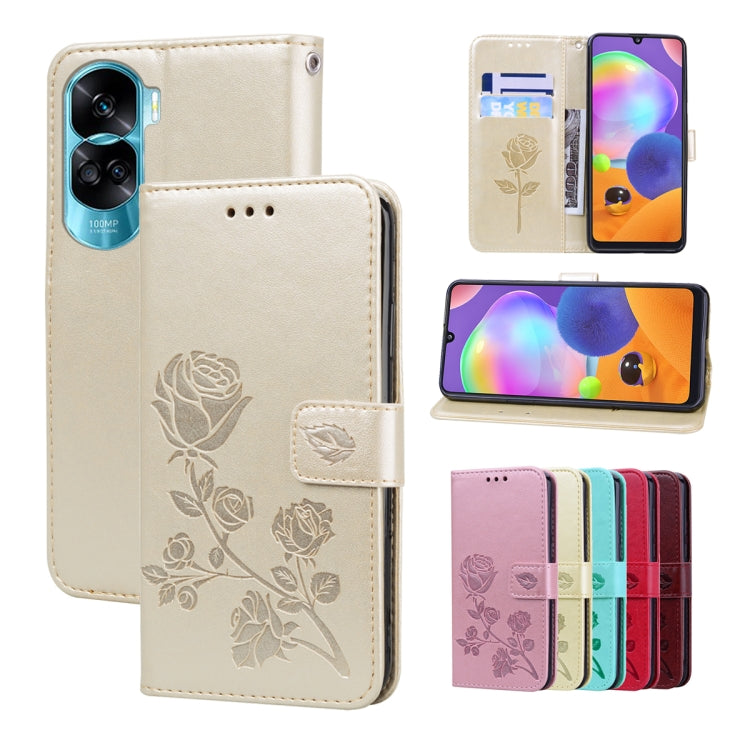 Rose Embossed Flip PU Leather Phone Case