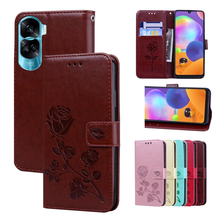Rose Embossed Flip PU Leather Phone Case