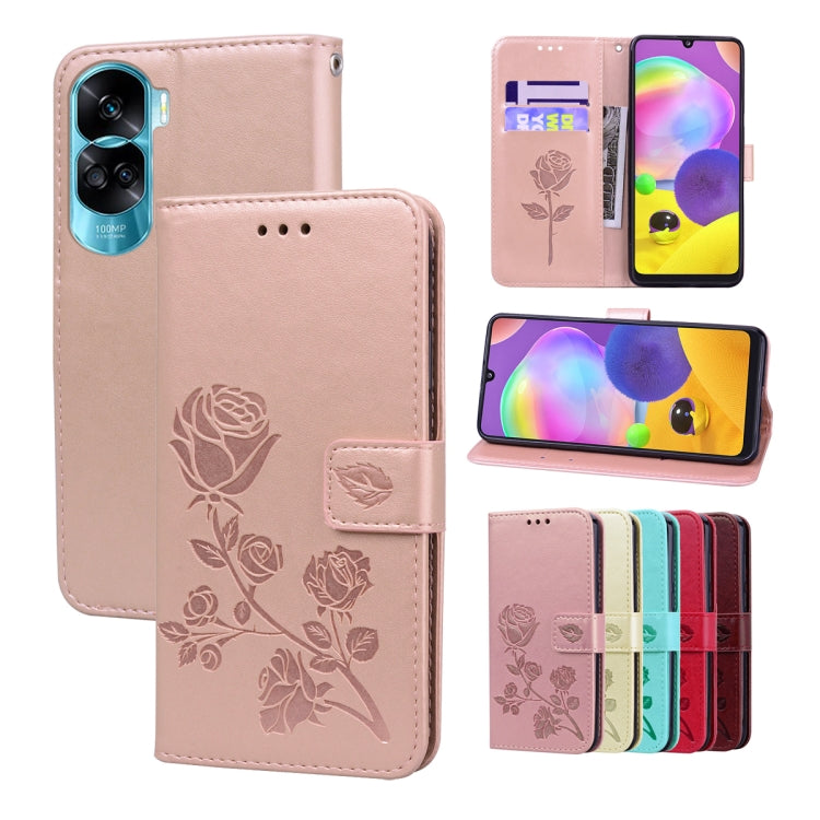 Rose Embossed Flip PU Leather Phone Case