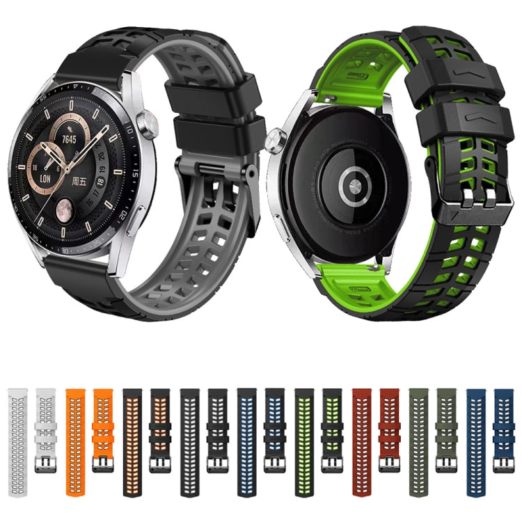 22mm Double-row Hole Two-color Silicone Watch Band