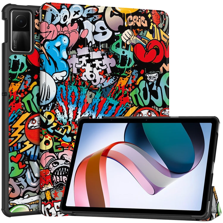 Custer Painted 3-Fold Holder Smart Leather Tablet Case