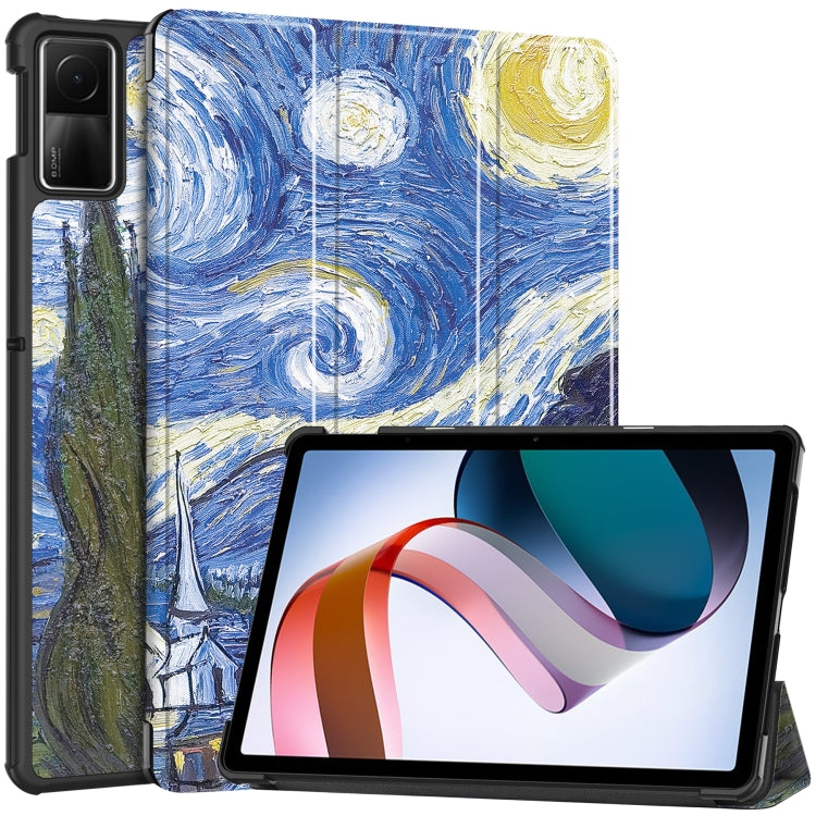 Custer Painted 3-Fold Holder Smart Leather Tablet Case