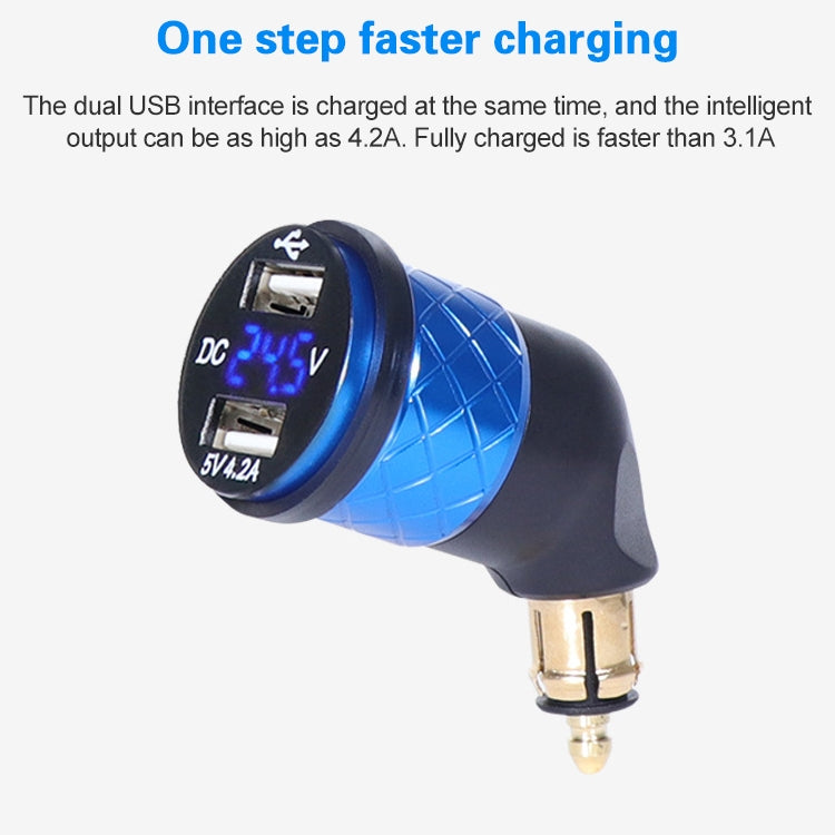 German EU Plug Special Motorcycle Elbow Charger Dual USB Voltmeter 4.2A Charger