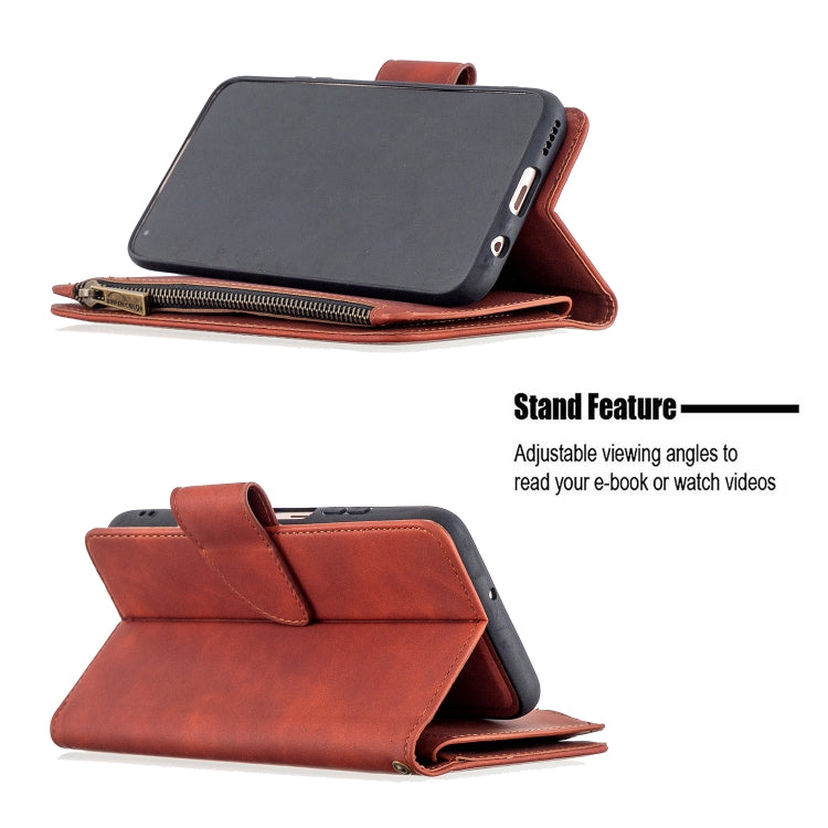 Skin Feel Detachable Magnetic Zipper Horizontal Flip PU Leather Case with Holder & Card Slots & Wallet & Photo Frame & Lanyard