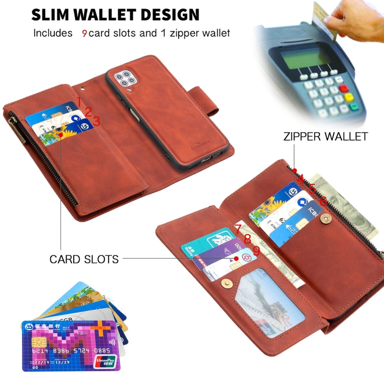 Skin Feel Detachable Magnetic Zipper Horizontal Flip PU Leather Case with Holder & Card Slots & Wallet & Photo Frame & Lanyard